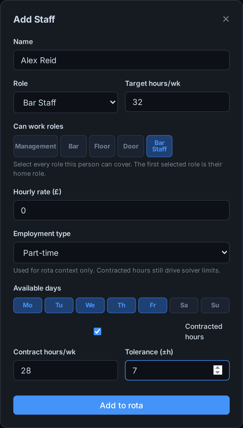 Required fields