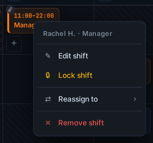 Locking a shift