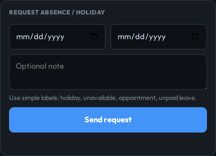 Holiday requests