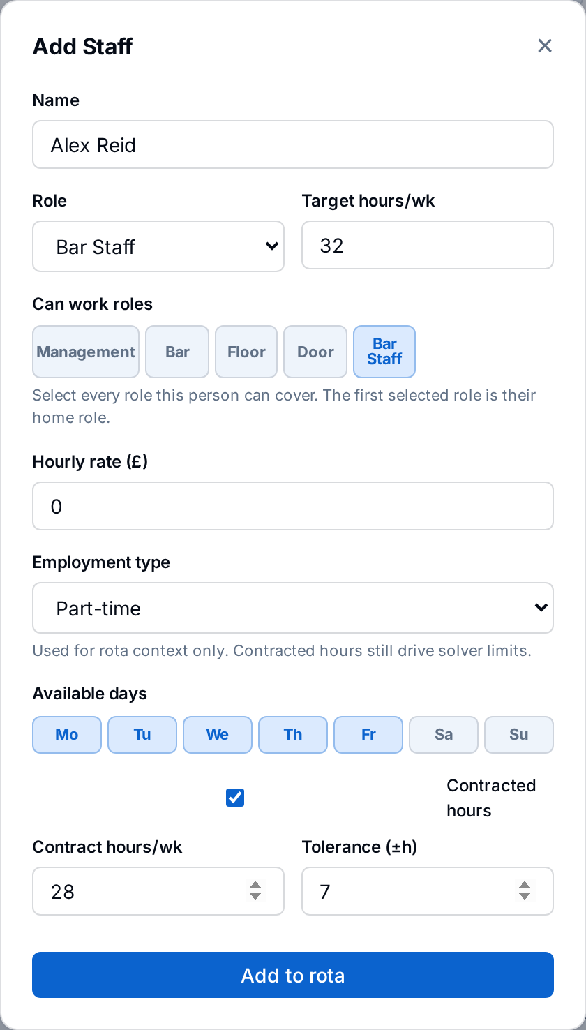 Required fields