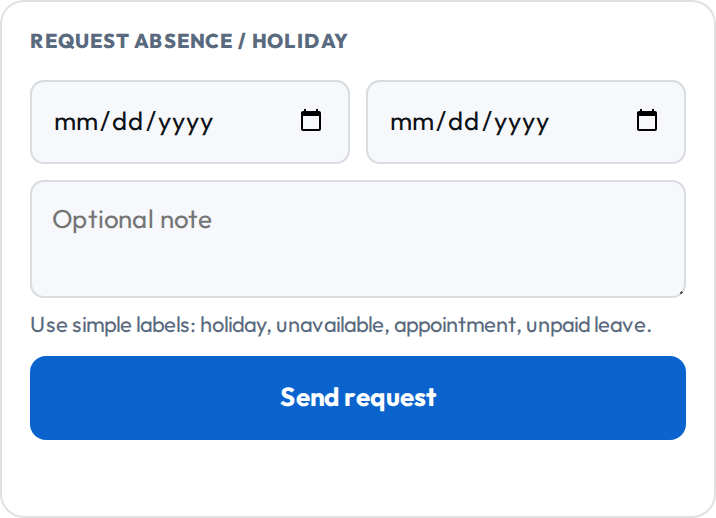 Holiday requests